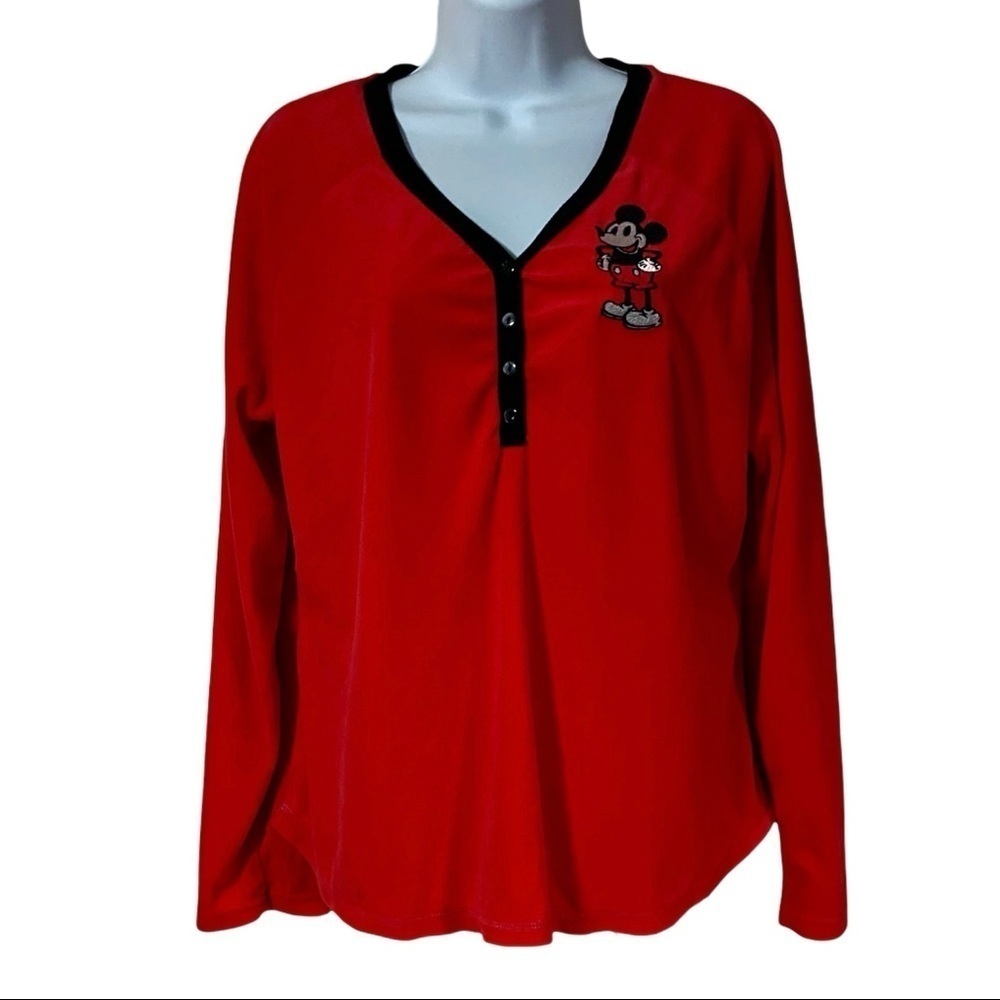 Disney Mickey Mouse Fleece Pajama Top Large 12-14 Lounge Sleepover